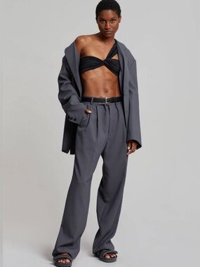 The Frankie Shop Trousers Bea Suit Pant in Charcoal Grey